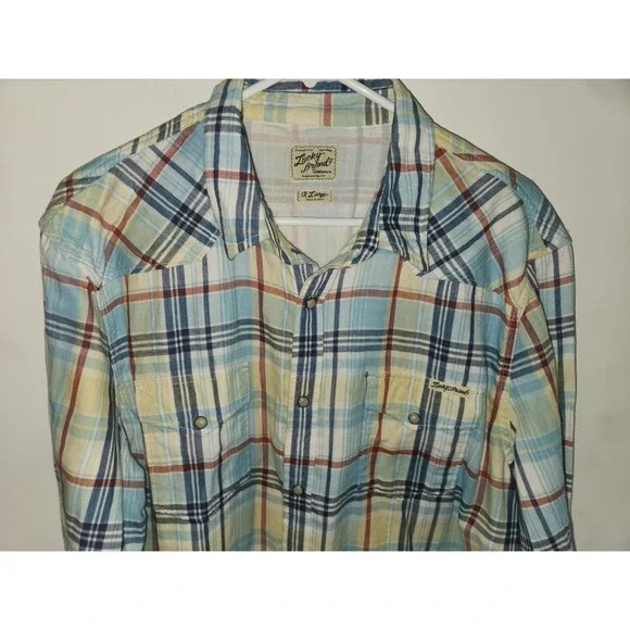 Lucky Brand Western Button Up Shirt Men's XL Pearl Snaps Long Sleeve Plaid - Picture 3 of 8